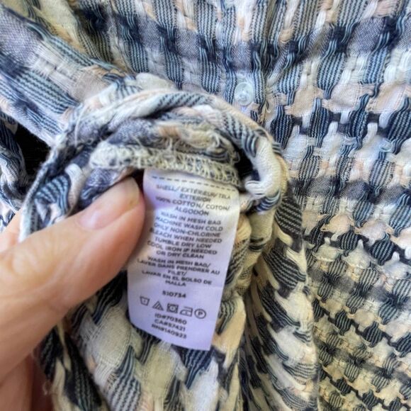 Lou & Grey LOFT houndstooth tie front cotton shirt - Picture 10 of 13